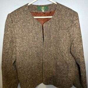 *RARE* Orvis Brown Wool Blazer Jacket VTG Open Front Lined Classic Women’s Sz 18